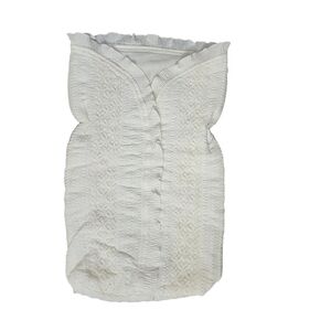 VINTAGE fancy frilly white crochet baby bunting stroller blanket coverall zip up